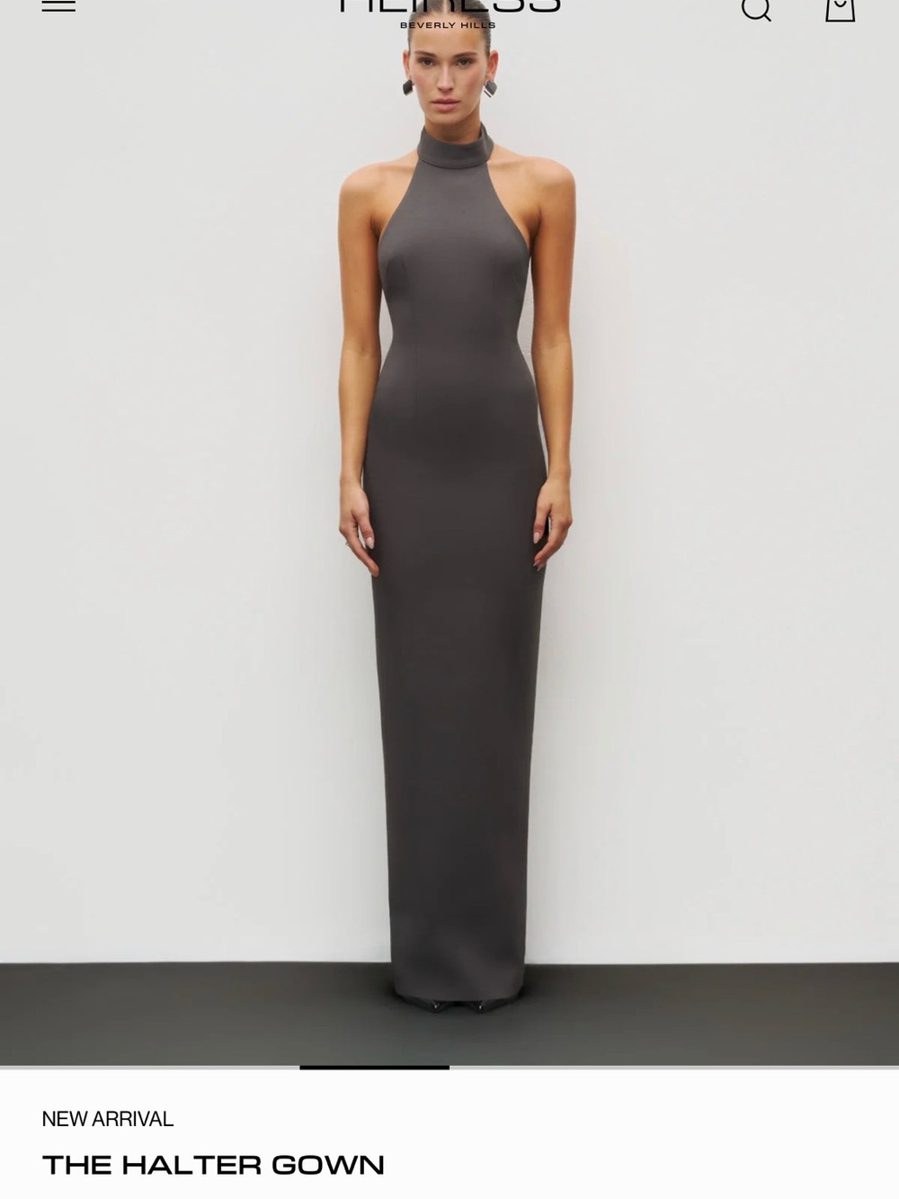 Sleeveless High-Neck Strapless Illusion Gown - Charcoal